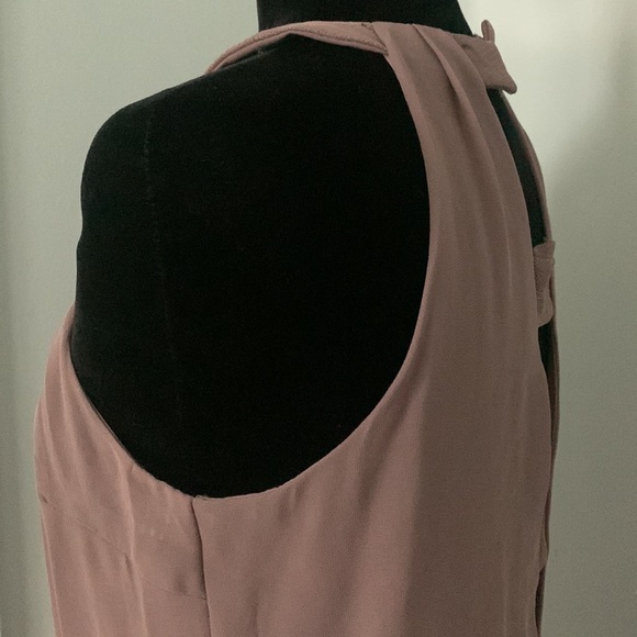 Doe & Rae Dress Halter Crepe Flowy High Low Sleeveless - Picture 6 of 9